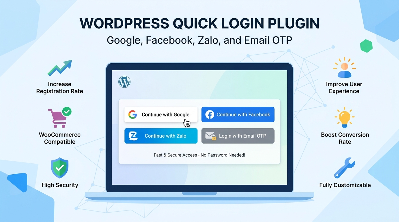 Plugin Đăng Nhập Nhanh WordPress (Google, Facebook, Zalo, Email OTP)